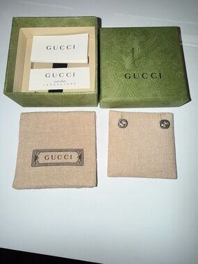 ✨ Authentic Gucci Silver Logo Stud Earrings ✨